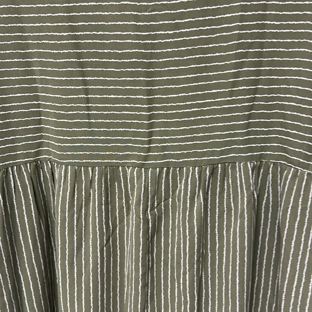 Bloomchic Striped Summer V Short Flowy Swing Casual Neck Short Sleeve (Green Sz - Picture 6 of 11